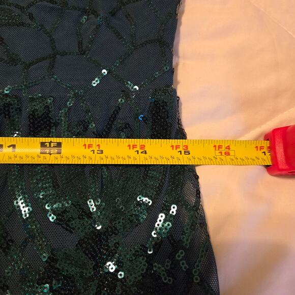 Lulu's Sparkling Magic Emerald Green Sequin Lace-Up Mini Dress size L HOCO Party - Picture 8 of 9